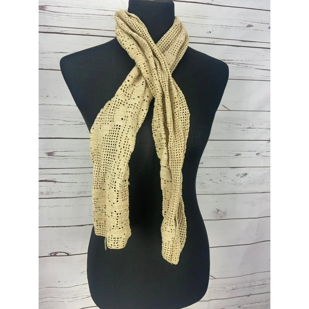 Handcrafted Beige Crochet Scarf‎ Wrap